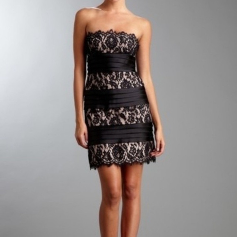 INC International Concepts‎ Lace Strapless Dress Cocktail Party Black 8